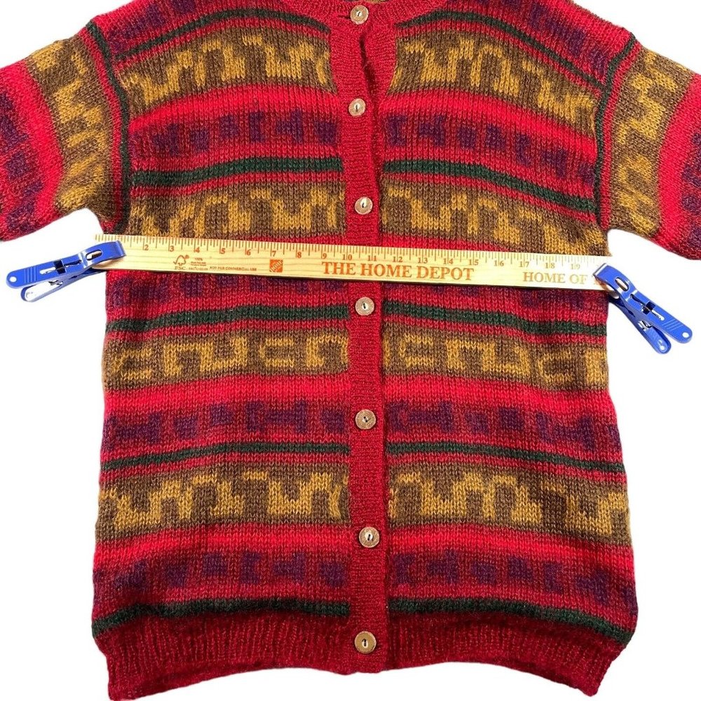 VTG Eddie Bauer Womens Mohair Cardigan Sweater Size M Red Fair Isle Button Lined - Picture 11 of 11